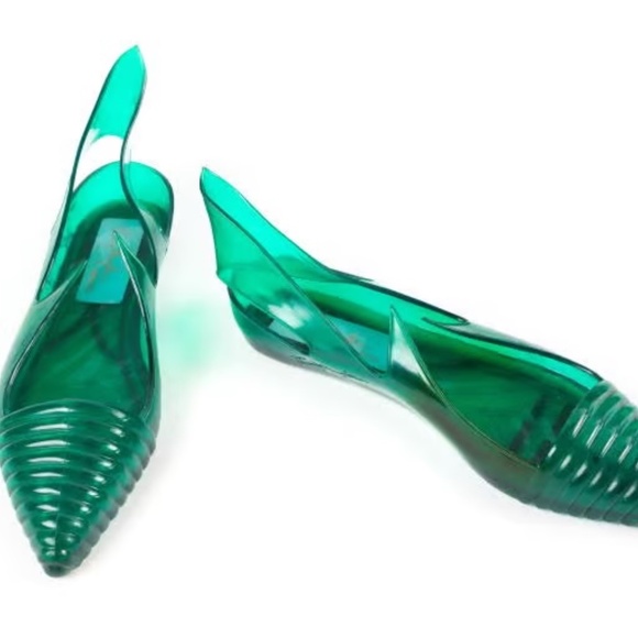 Thierry Mugler Shoes - RARE VINTAGE - THIERRY MUGLER "Apollo" Green Jelly Shoes